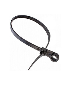 Стяжка кабельная с монтажным кольцом черная 4,5х220 мм нейлоновые (уп=100шт)