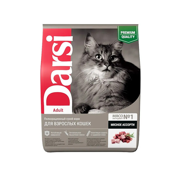 Корм для кошек Darsi Adult мясное ассорти (1,8кг) 620x620 в Материке