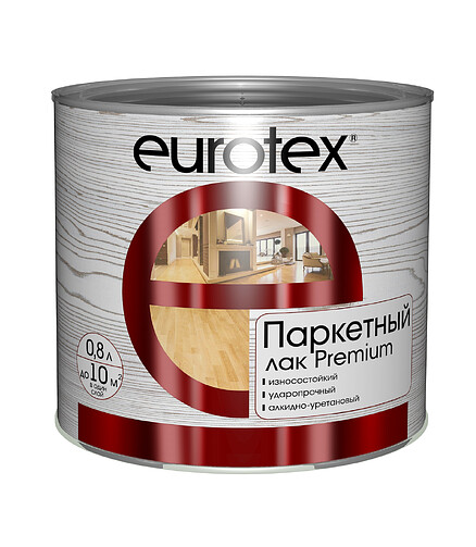Лак Eurotex Premium паркетный глянцевый, 0,8л 438x503 в Материке