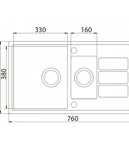 Мойка ZORG ECO-4-B 1,5 чаши 760x440мм черная (без сифона) 438x503 в Материке - Вариант 2