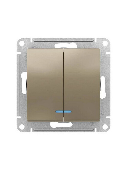 Выключатель SE ATLAS Design ATN000553 2кл. подсв. шампань 495x660 в Материке