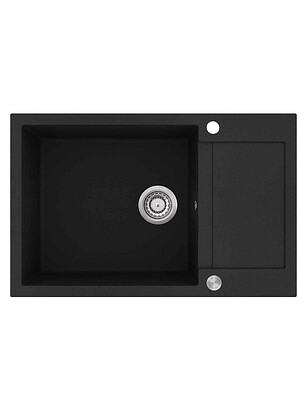 Мойка TESA PLUS SQT105-601AW 780х500мм гранит-черный металлик с вып.полуавтомат 238x286 в Материке