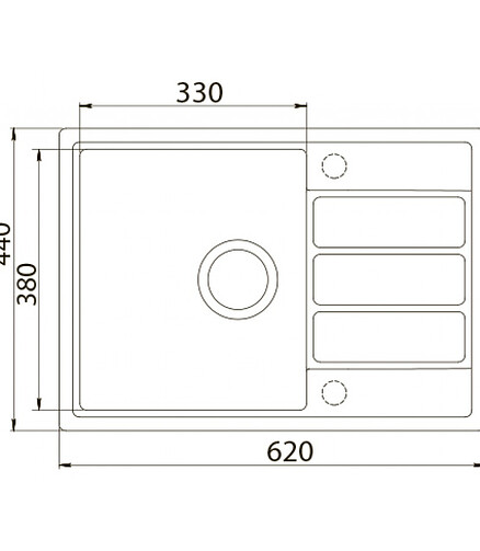 Мойка ZORG ECO-2-B 620x440мм черная (без сифона) 438x503 в Материке - Вариант 2