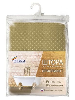 Штора для ванной комнаты ВИЛИНА БРИЛЛИАНТ РОМБ-БЕЖЕВАЯ 180х180см (100% полиэстр) 238x286 в Материке - Вариант 3