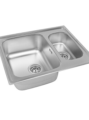 Мойка врезная ZORG ZLL 6150-2 1,5 чаши 615х500мм микродекор нерж 0,8мм с выпуск. 238x286 в Материке - Вариант 3