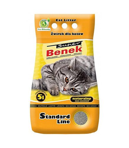 Наполнитель минеральный комкующийся Super Benek Standart Line Naturalny (5л) 438x503 в Материке
