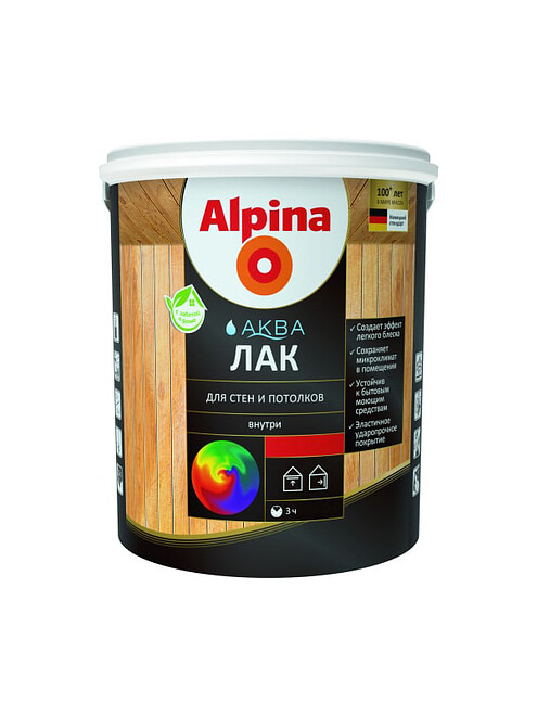 Лак Alpina АКВА для стен и потолков шелковисто-матовый, 2,5л 495x660 Лак Alpina АКВА для стен и потолков шелковисто-матовый, 2,5л 495x660 в Материке