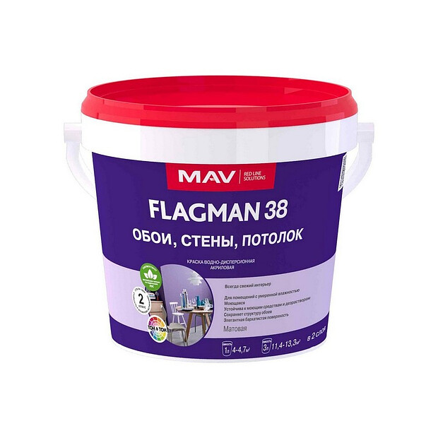 Краска МАВ FLAGMAN 38 белая матовая 1,4кг