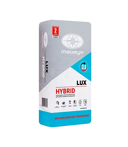 Штукатурка Тайфун LUX Hybrid гипсово-цементная, 30кг 438x503 в Материке