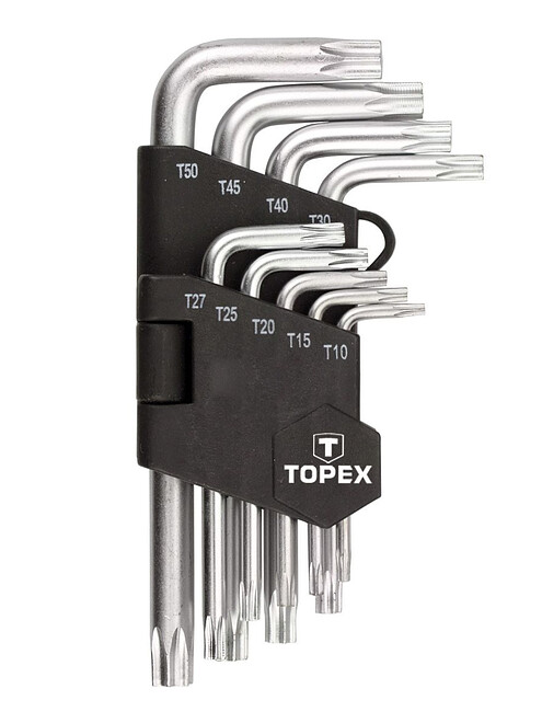 Набор ключей Torx TOPEX T10-T50 9шт/уп. 495x660 Набор ключей Torx TOPEX T10-T50 9шт/уп. 495x660 в Материке
