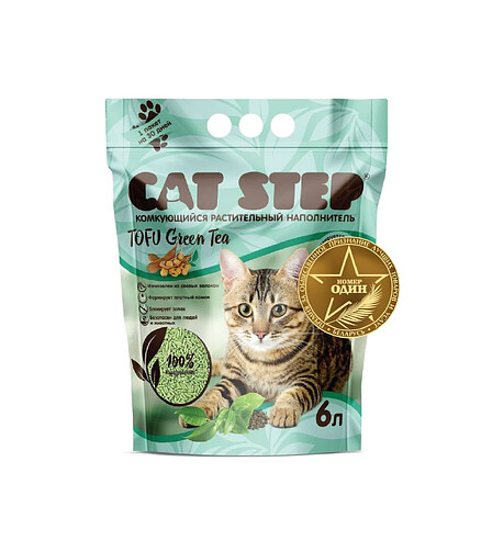 Наполнитель растительный соевый Cat Step Tofu Green Tea (6л) 438x503 в Материке