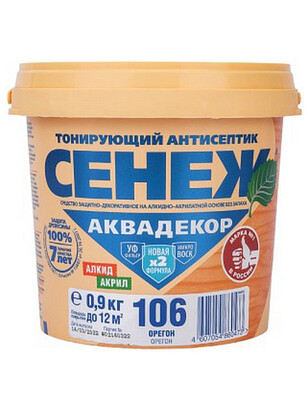 Антисептик Сенеж АКВАДЕКОР 106 орегон, 0,9 кг 238x286 в Материке