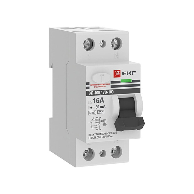 Устройство защ.отключения EKF Proxima 2П 16А/30мА эл.-мех.