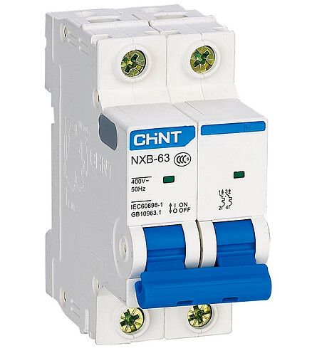 Выключатель автоматический CHINT NXB-63S 2P 40А 438x503 в Материке