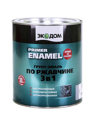 Грунт-эмаль ЭкоДом по ржавчине 3в1 Черная RAL9005, 2,2кг 238x286 в Материке