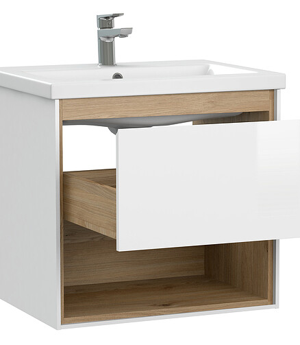 Тумба LOUNA 60 подвесная белая 438x503 в Материке - Вариант 4