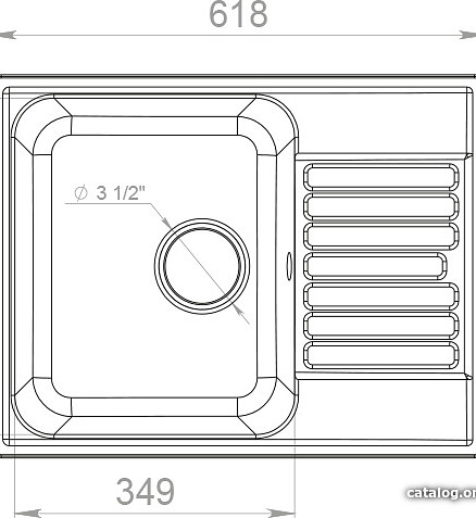 Мойка QUARZ GF-Z 13 (ECO 13), 620х480мм черный (без сифона) 438x503 в Материке - Вариант 2