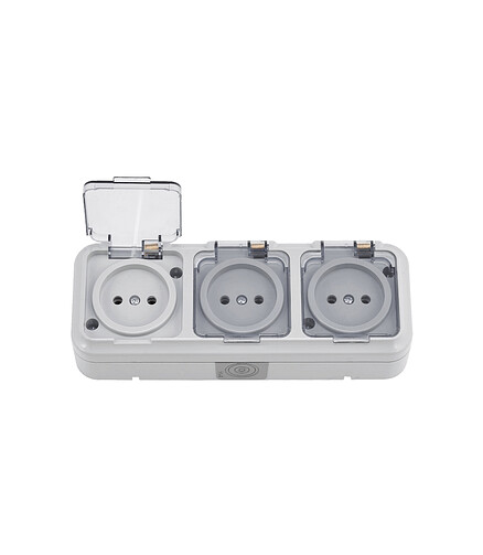 Розетка Bylectrica ПРАЛЕСКА АКВА IP54 РА16-0131(02) 3мест. 438x503 в Материке