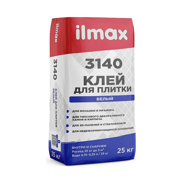 Клей ILMAX 3140 д/плитки белый 25кг