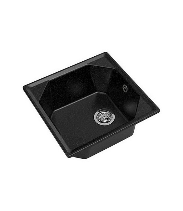 Мойка GRANFEST GF-U-500 500x500мм иск.мрамор-черный (сифон в комплекте) 586x674 в Материке