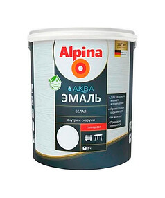 Эмаль ALPINA АКВА белая глянцевая 0,9л