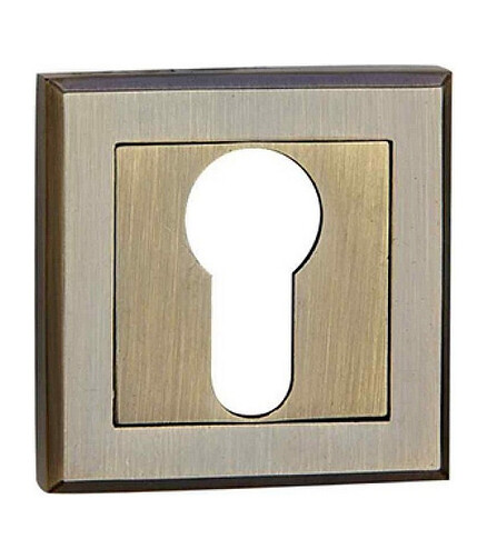 Накладка для евроцилиндра LOCKIT на квадр.розетке Е-8 (AB), стар.бронза 438x503 в Материке