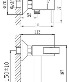 Смеситель HAIBA HB5510 (для биде) хром, настенный с душ.комплектом