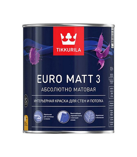 Краска Tikkurila EURO MATT 3 A матовая 0,9л 438x503 в Материке