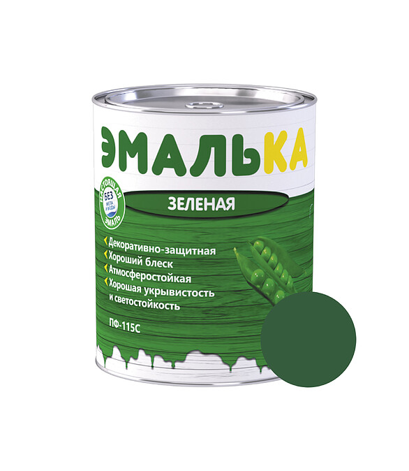 Эмаль ПФ-115С ЭМАЛЬКА зеленая, 0,8кг 586x674 Эмаль ПФ-115С ЭМАЛЬКА зеленая, 0,8кг 586x674 в Материке