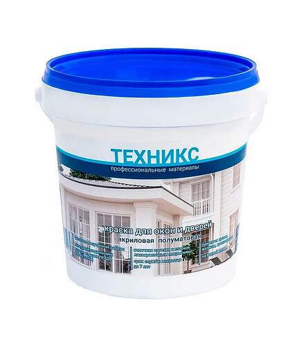 Краска ТЕХНИКС для окон и дверей п/глянц тёмно-коричневая, 1кг 438x503 в Материке