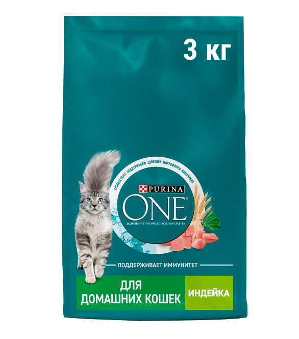 Корм для кошек Purina ONE для домашних, цельные злаки, индейка (3кг) 586x674 Корм для кошек Purina ONE для домашних, цельные злаки, индейка (3кг) 586x674 в Материке