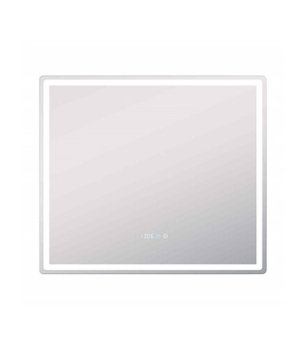 Зеркало GEOMETRY LUXE 800х700мм: подсветка, сенсор.управ., антизапотевание, часы 438x503 в Материке