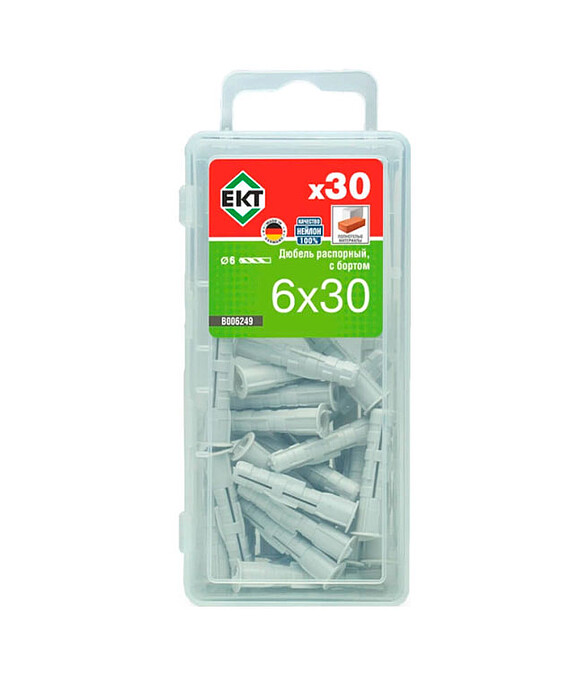 Дюбель распорный KEW KSD S 6х30 с бортом, нейлон B006249 (уп=30шт)_BOX 586x674 в Материке