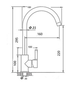 Смеситель WP40240 (для кухни), ЦИНК 238x286 в Материке - Вариант 2