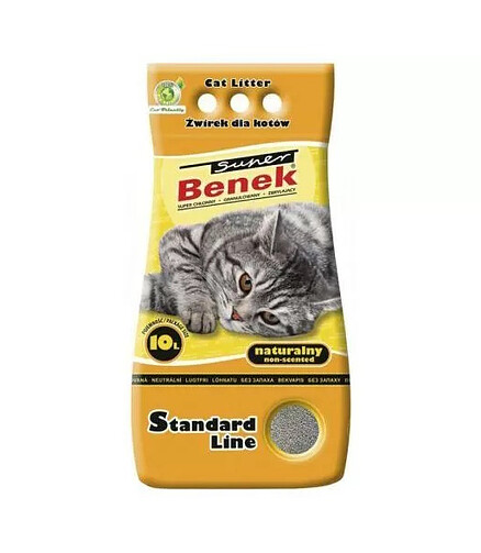 Наполнитель минеральный комкующийся Super Benek Standart Line Naturalny (10л) 438x503 в Материке