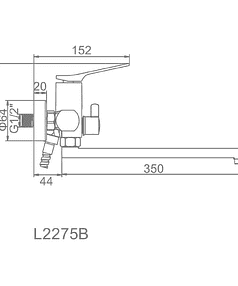 Смеситель L2275-B (для ванны, длинный излив) ЧЕРНЫЙ 238x286 в Материке - Вариант 2