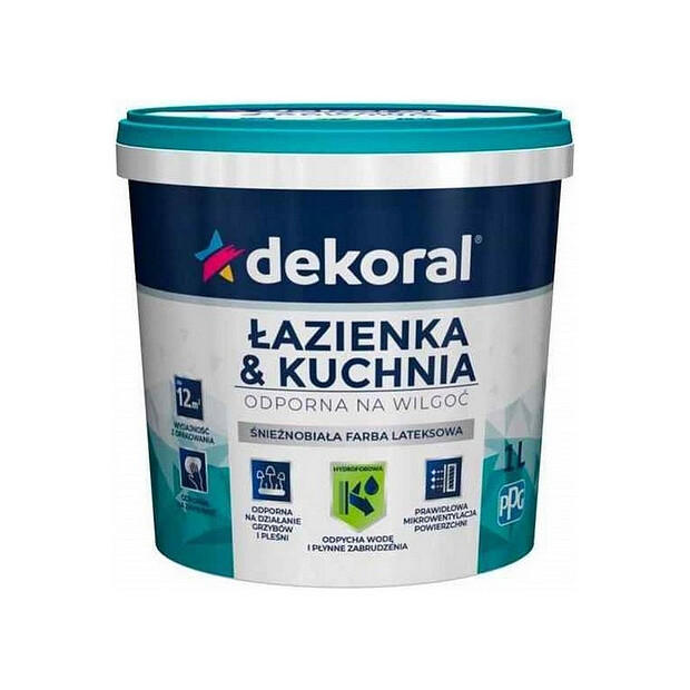 Краска Dekoral MALEINAK PLUS для кухонь и ванн 1л