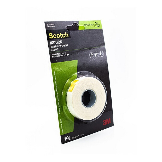 Лента двусторонняя белая Scotch 9536-W 12мм*2м*1,1мм