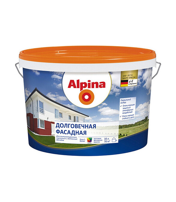 Краска Alpina Долговечная фасадная Б1 белая, 10л / 15,6кг 586x674 Краска Alpina Долговечная фасадная Б1 белая, 10л / 15,6кг 586x674 в Материке