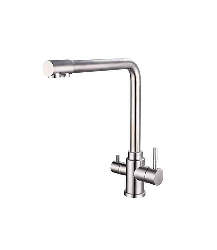 Смеситель ESKO K24 (для кухни) на две воды, нерж.сталь 438x503 в Материке