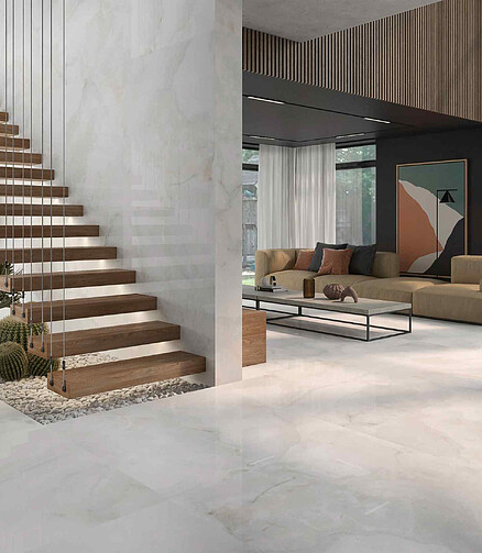 Керамогранит Geotiles ONI 60х120 см 1,44 м2 цвет white 438x503 в Материке