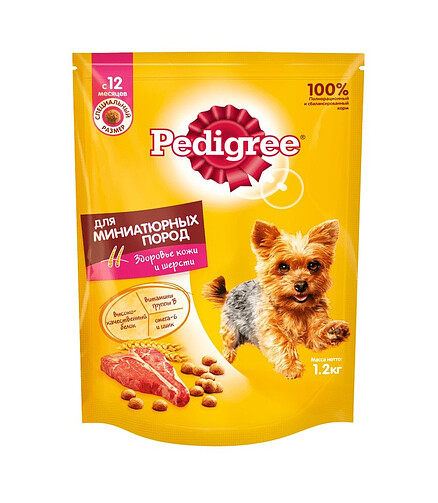 Корм для собак мелк. пород Pedigree говядина (0,6кг) 438x503 в Материке