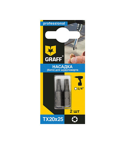 Бита ударная GRAFF T20 25мм 2шт/уп. 438x503 в Материке