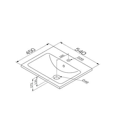 Умывальник X-JOY M85AWCC0552WG64 55см с/о мебельный 438x503 в Материке - Вариант 3