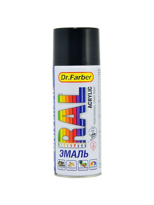 Эмаль Dr.Farber аэроз. акрил универс. RAL 9005 глянц., 520мл 495x660 Эмаль Dr.Farber аэроз. акрил универс. RAL 9005 глянц., 520мл 495x660 в Материке
