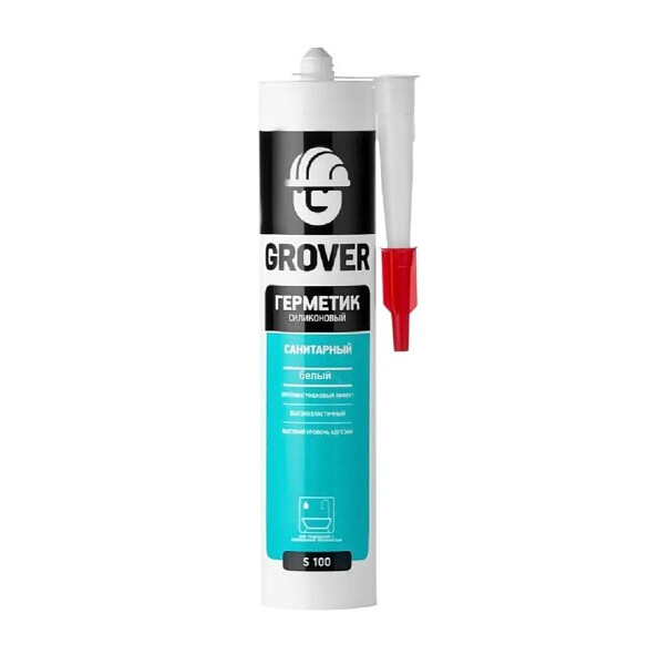 Герметик Grover S100 силиконовый санитарный белый, 300мл 586x674 Герметик Grover S100 силиконовый санитарный белый, 300мл 586x674 в Материке