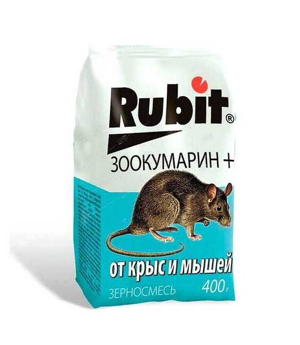 Средство Зерновая смесь от крыс и мышей Rubit Зоокумарин+, родентицид (400г) 586x674 в Материке