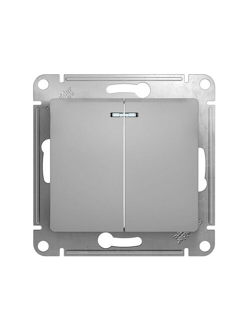 Выключатель SE GLOSSA GSL000353 2кл. подсв. алюмин. 495x660 Выключатель SE GLOSSA GSL000353 2кл. подсв. алюмин. 495x660 в Материке