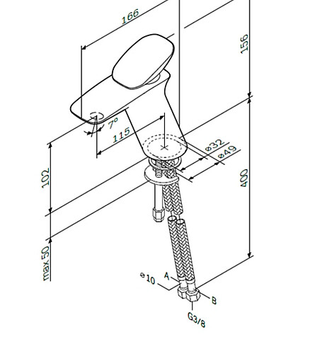 Смеситель SPIRIT V2.0 F70A02100 (для умывальника) 438x503 в Материке - Вариант 3