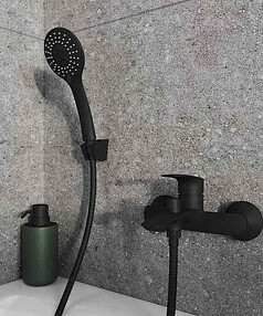 Смеситель RORA RORBL00M02 (для ванны, короткий излив) с душ.комплектом, черный